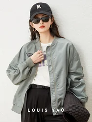 LOUIS YAO Women Jacket 2024 New Coat Long Sleeve Drop Shoulder Sleeve Loose Fashion Flight Jacket