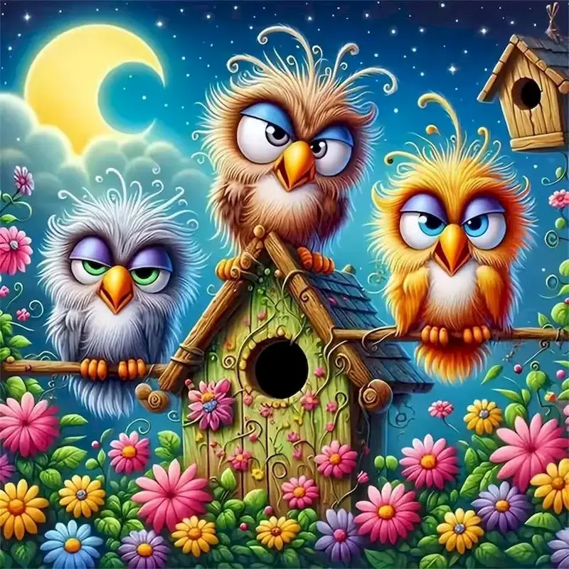 

RUOPOTY 5D Diamond Painting Cute Owl Animal Picture Rhinestones DIY Craft Set Handmade Gift Decor