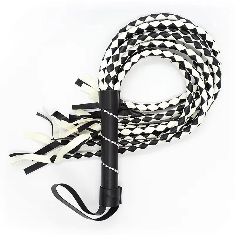 سوط حصان الفروسية 71 سم - تصميم Dreadlock من جلد البولي يوريثان للتدريب وركوب الخيل