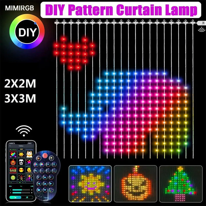 

LED Curtain Light RGB Dimmable String Lights APP Control Music Sync Curtain Light For Home Holiday Party Christmas Decoration