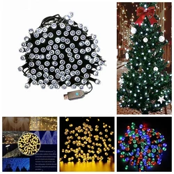 5V USB Led String 12m 22m Black Wire Garland Christmas Tree Light 8 Modes IP65 Waterproof For Outdoor Home Holiday Decoration