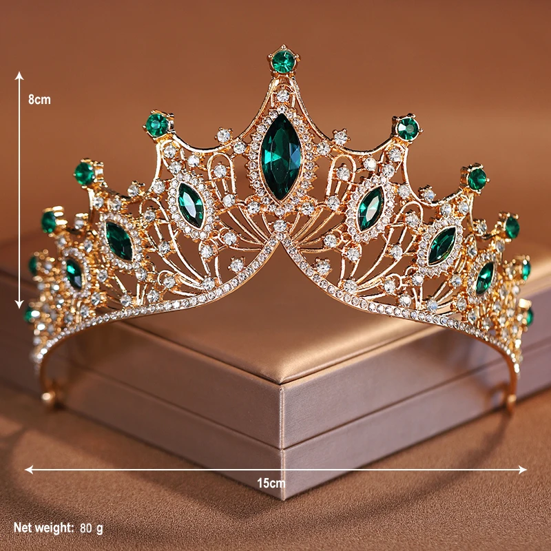 Itacazzo Bridal Headwear Full Of Classical Style Green-Colour Ladies Exquisite Dazzling Party Crown Luxurious Birthday Tiaras