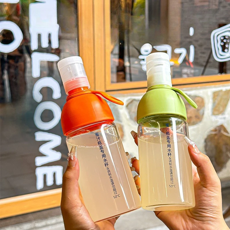 Honey Juice Bottle Cap Water Cup High Borosilicate Glass Scale Cold Extraction Bottle Cold Brewing Pot with Rope Flower TeaCup