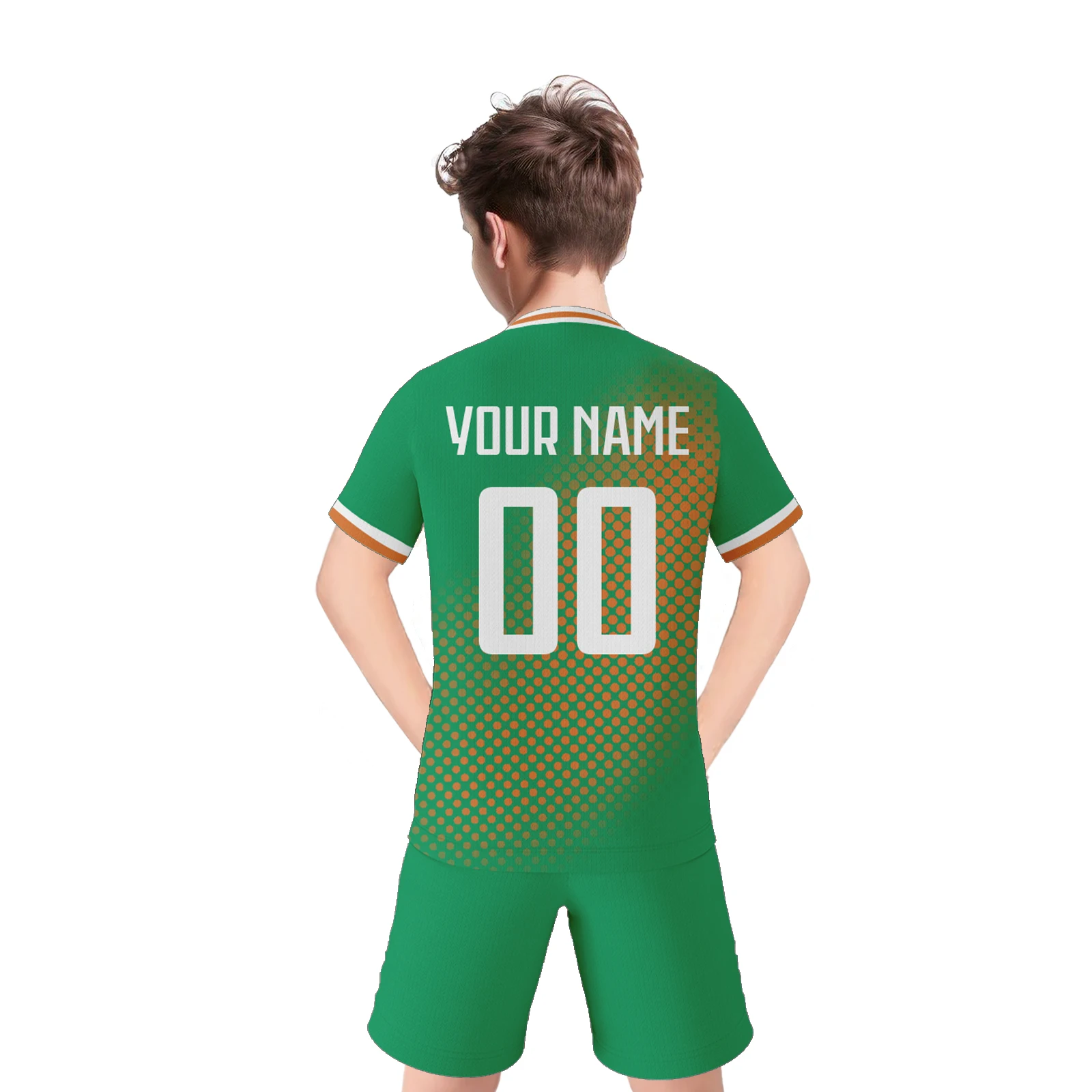 Irlanda crianças camisa de futebol shorts definir kit de futebol personalizado uniforme de treinamento da juventude nome personalizado número camisa de futebol 3-14y