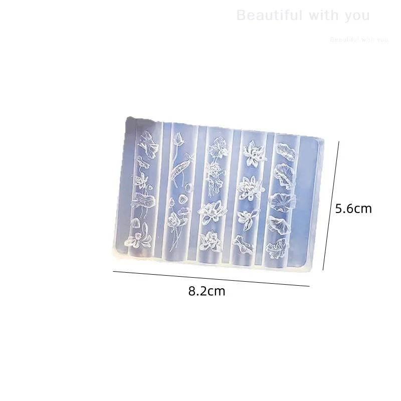 Molde de silicone para unhas de lótus, ferramenta de design de manicure transparente 3d, modelo de escultura ideal para arte em unhas com folhas de lótus diy