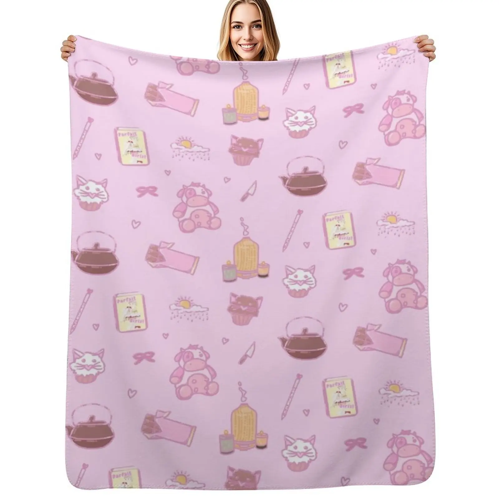 Doki Props Pattern! Throw Blanket Blankets Sofas Of Decoration cosplay anime warm for winter Plush anime Soft Blankets