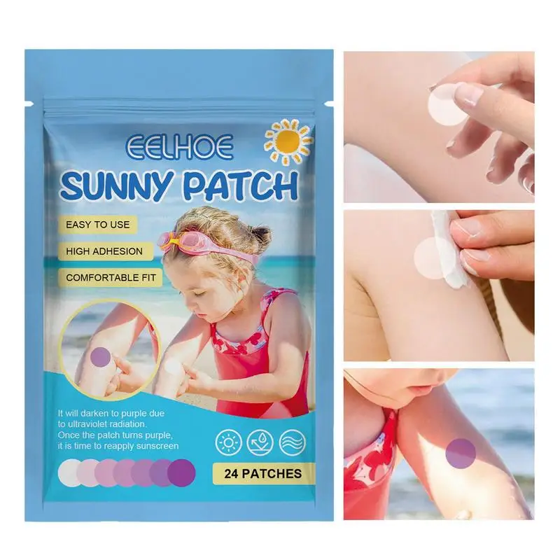 UV Stickers For Sunscreen 24 Count UV Detection Stickers For Kids Adults Sweat & Waterproof UV Patches Safe For Work And Play