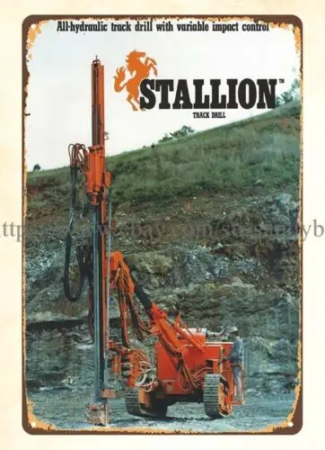 1980s Stallion truck track drill engineering quarrying mining tin sign