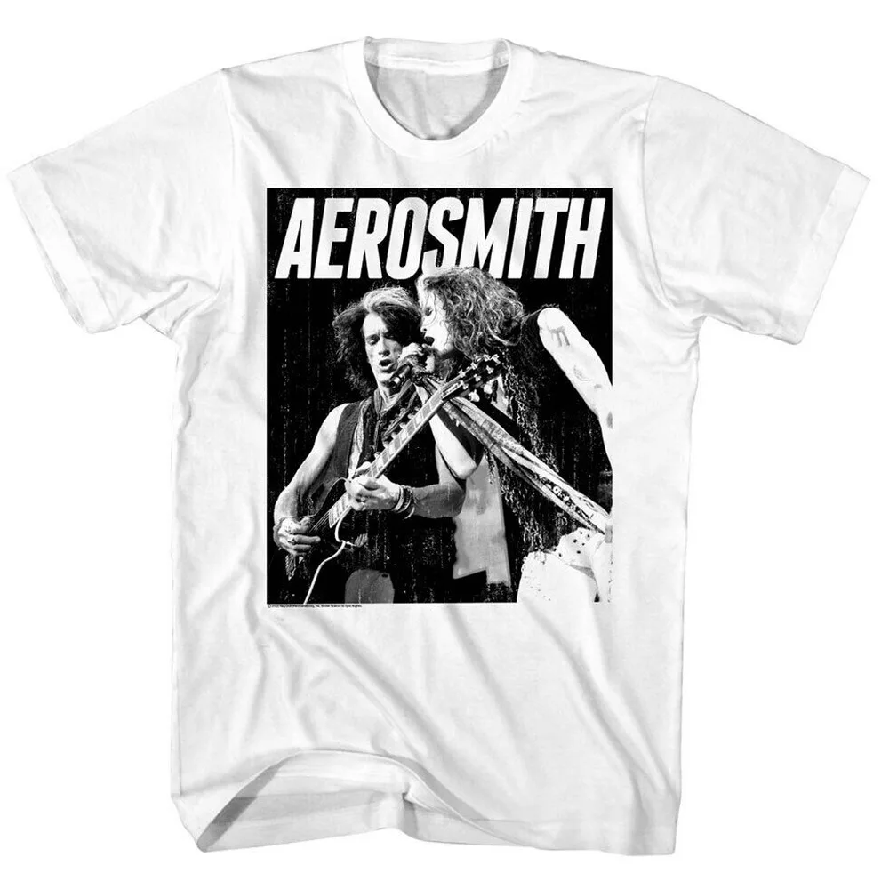 VTG Aerosmith band in concert T-shirt Unisex white Tee High Quality 100%Cotton Short Sleeve