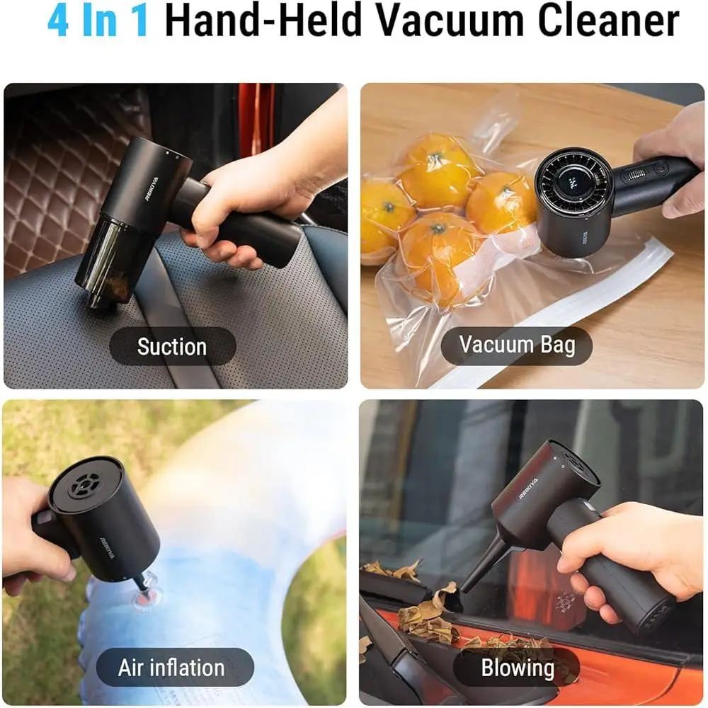 Portable Cordless 4 in 1 Vacuum Cleaner 14000PA Rechargeable Car Vacuum Duster Inflator Pump with LCD Display Accessories