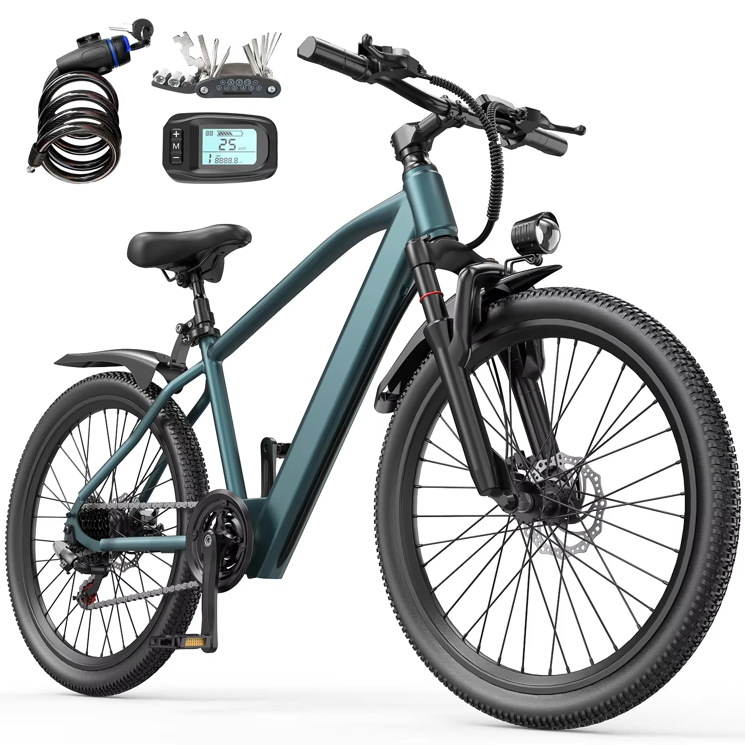Aairsk GT300 Adult E-Bike 250W Motor 36V 10Ah Battery City Electric Bike 26 Inch Tire E-Mountain Bike Off-Road Electric Bicycle image 3