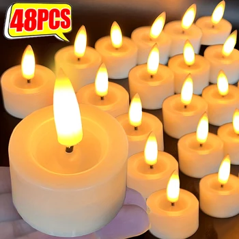 1/48x luzes de vela sem chama alimentadas por bateria colorida tealight formato de coração decoração de festa de casamento de aniversário velas lâmpada de luz