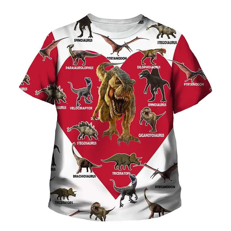 New Reptile Dinosaurs Printed T Shirt Men Women Casual Loose Short Sleeve Summer Fashion Black Tshirts Personality Kid Tees Tops