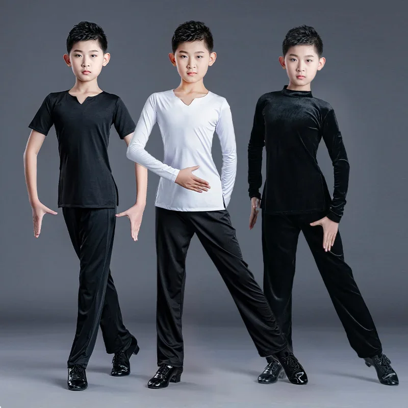 Ragazzi bambini vestito da ballo latino ragazzi pratica vestiti estate concorrenza latina Performance costumi camicia pantaloni vestito