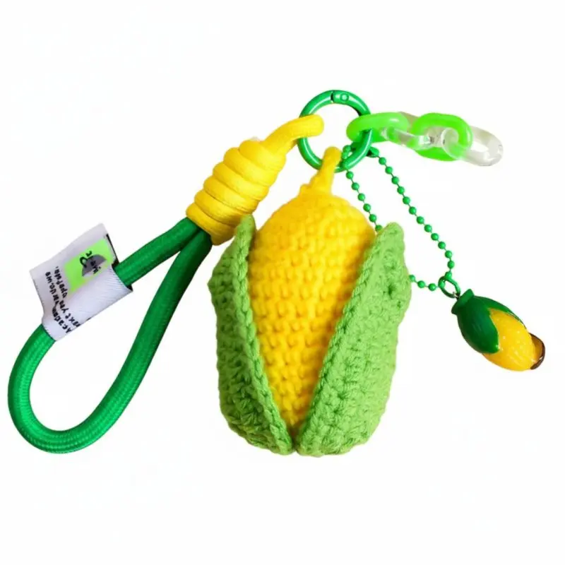 

Брелок для сумки в форме кукурузы, вязаный крючком вручную, милый аксессуар из пряжи для партнеров и друзей