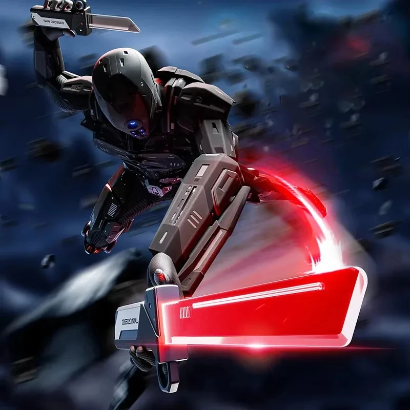 

2026 ХИТ! Светящиеся красно-синие двойные мечи-игрушки 2-в-1 для игр в ролевые игры, раскладные, для мальчиков и девочек, подарок