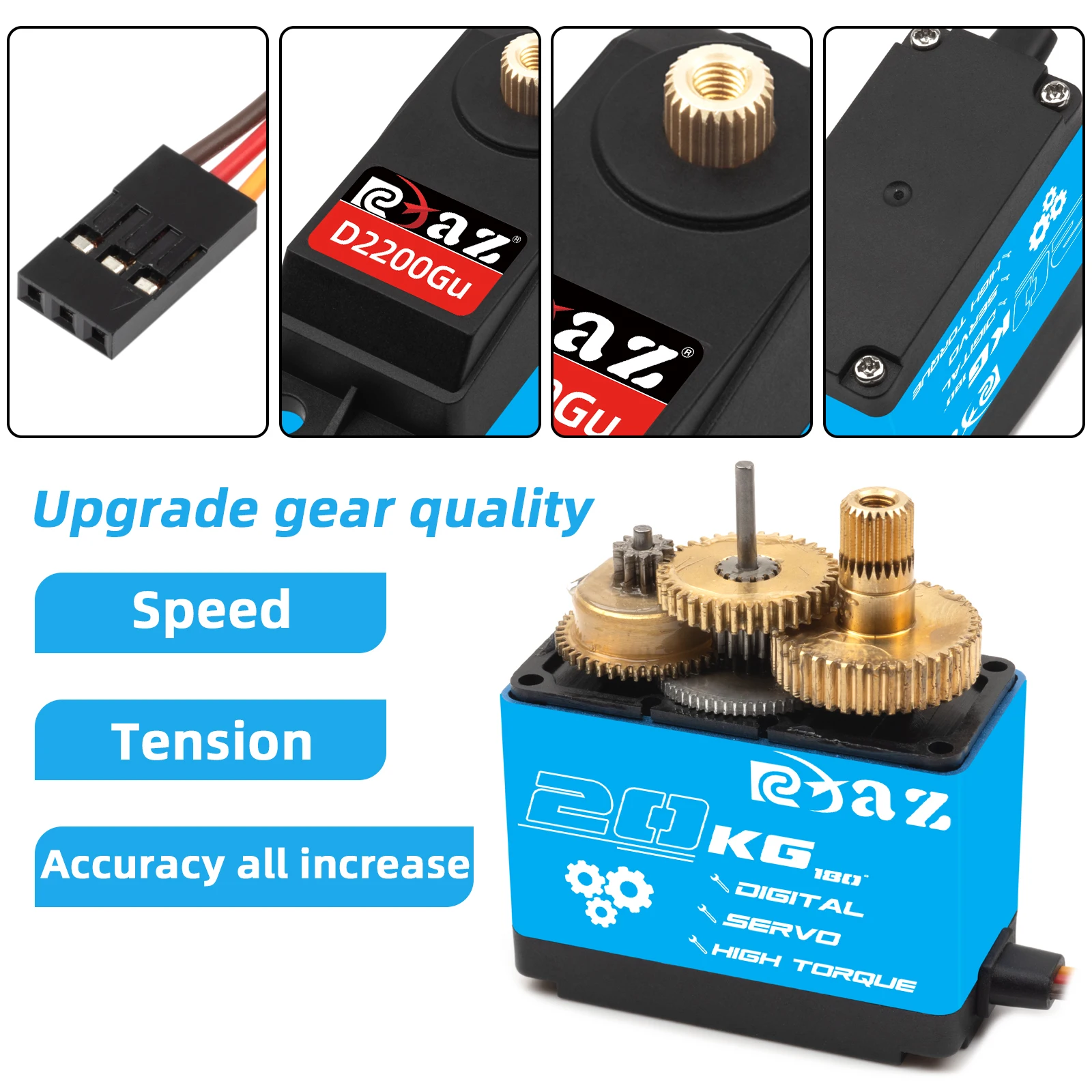 RC Servo Digitale Servomotoren mit Hohem Drehmoment Wasserdicht Metallgetriebe Servo für 1/8 1/10 RC Auto Boot Roboter Servo RC – Detail 6