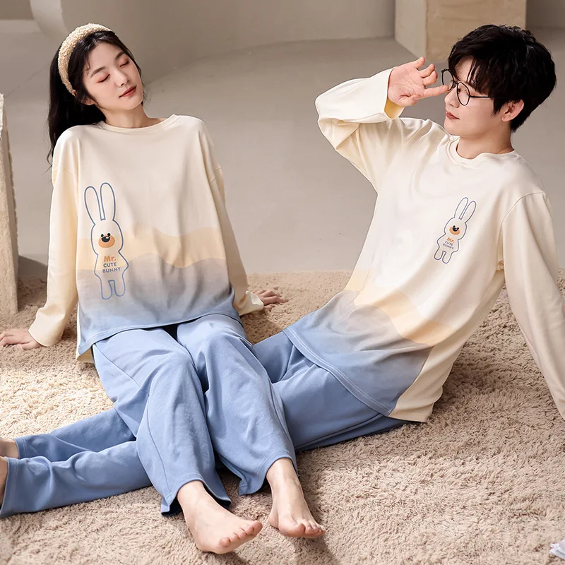 

Autumn Couple Pyjamas Cotton Pjs Women Cartoon Sleepwear Men Pajama Sets Pijamas Mujer Girl Home Clothing pijamas for men