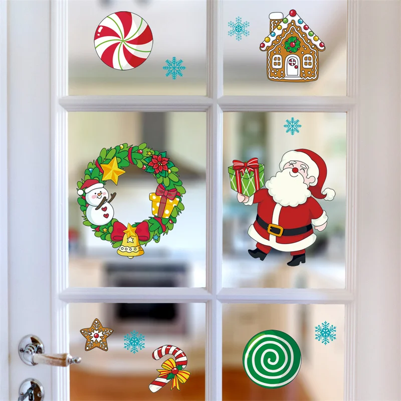 Funny Christmas Puzzle Stickers Cartoon Santa Claus DIY Decoration Toys Stickers Creative Wall Decoration Stickers Gifts