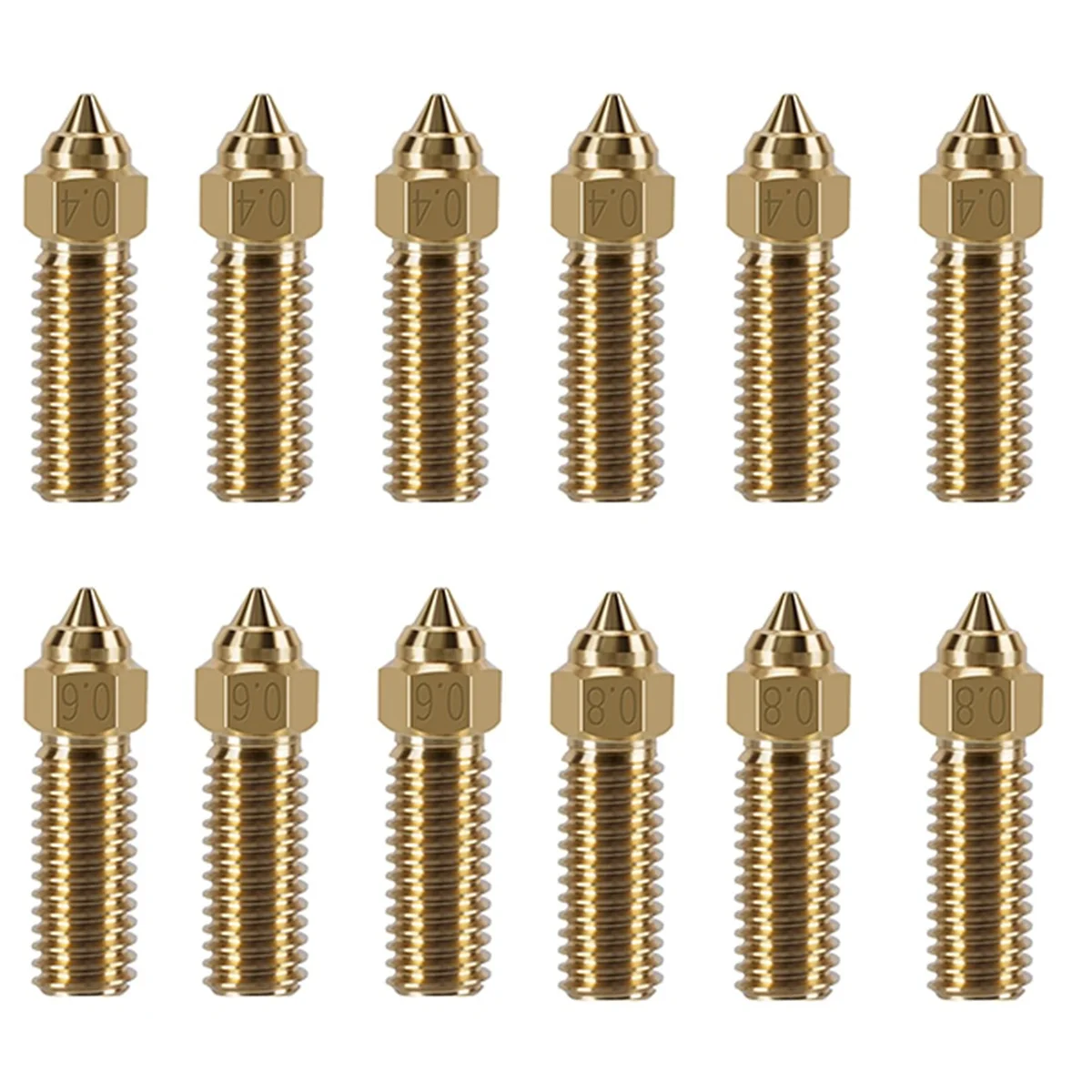 12PCS Brass Nozzles for K1 Max, 3D Printer Parts 6PCS 0.4mm, 3PCS 0.6mm, 0.8mm High Speed Brass Nozzle