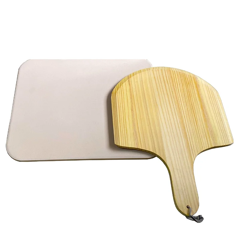 

RM-Wooden Pizza Board Round With Hand Pizza Baking Tray Pizza Stone Cutting Board Platter Pizza Cake Paragraph