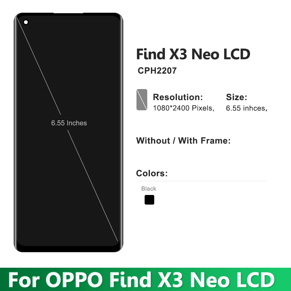 OEM 6.55'' For OPPO Find X3 Neo For Find X3 Neo CPH2207 LCD Display Touch Screen Digitizer Assembly Replacement