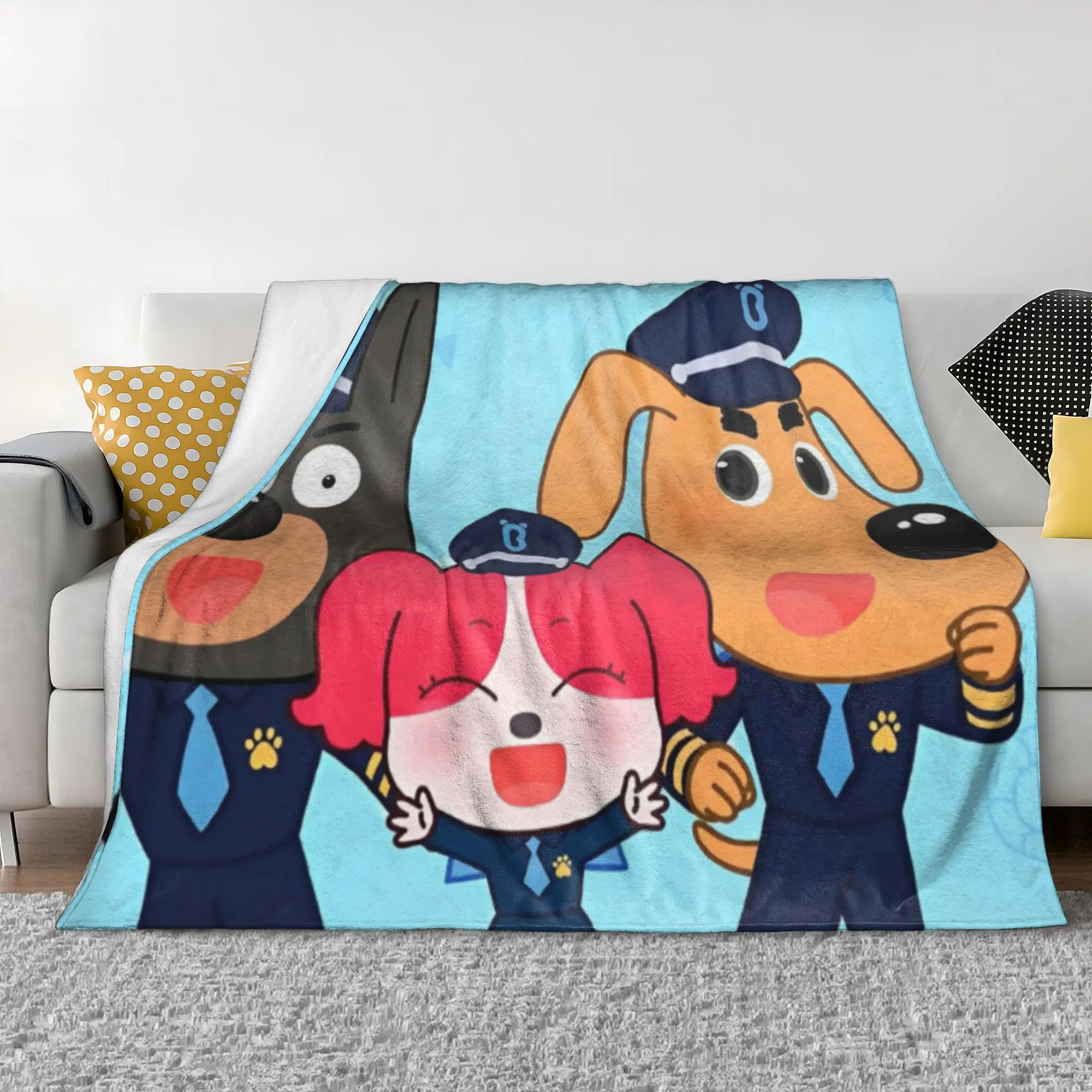 Sheriff Labrador Police Cartoon Blankets Children TV Series Plush Funny Breathable Throw Blanket for Bedspread All Season Car