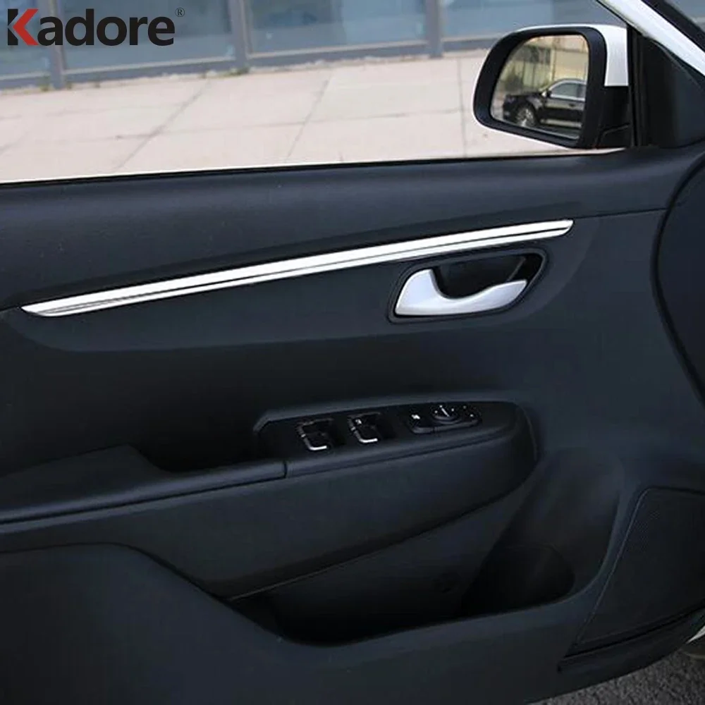 For Kia Rio 4 X-line 2018 2019 Stainless Steel Car Inside Inner Door Panel Cover Trim Molding Garnish Strip Interior Accessories