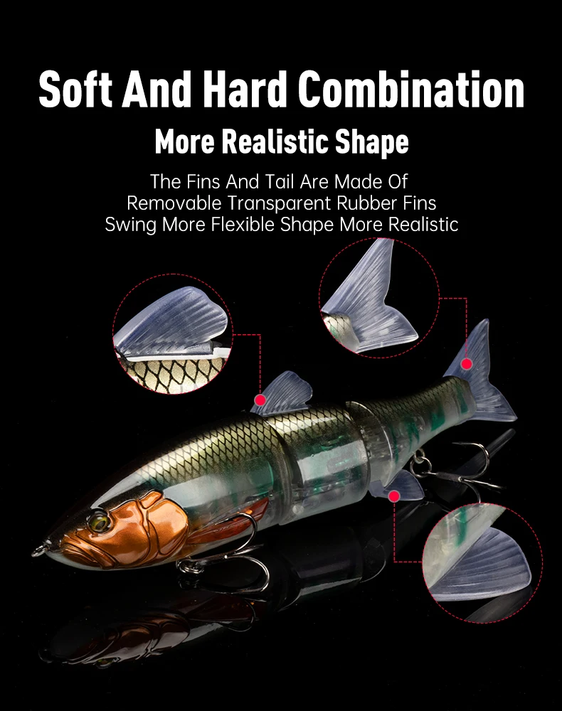 Leurre Peche Brochet Leurres De Pêche DoDuo - 3 Poissons Nageurs 7 Segments - Réalistes Pour Carnassiers - Eau Douce/salée Canne Casting