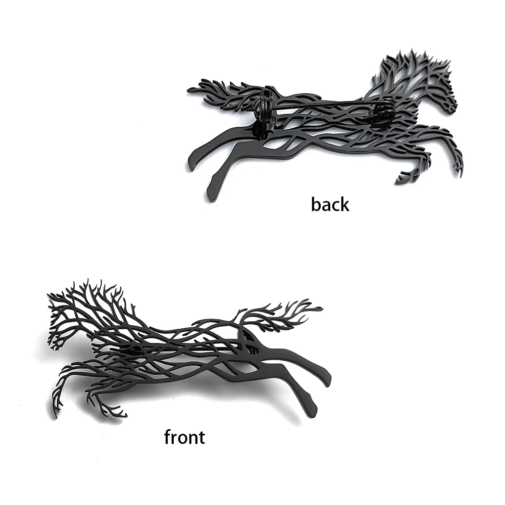 Stainless Steel Metal Horse Brooch Vintage Animal Brooches Jewelry Men Suit Clothes Pin Accessories