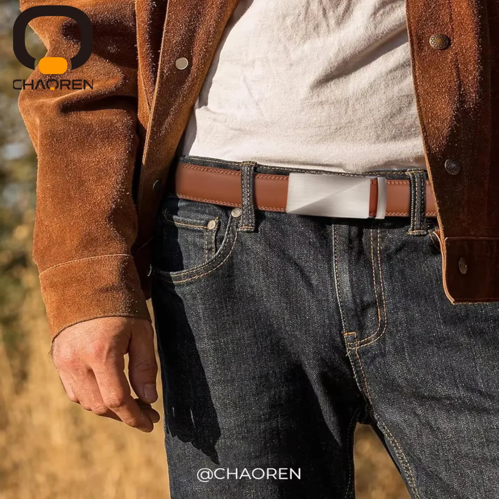 CHAOREN Leather Ratchet Belt Men - Customizable Fit, Effortless Style (35mm)