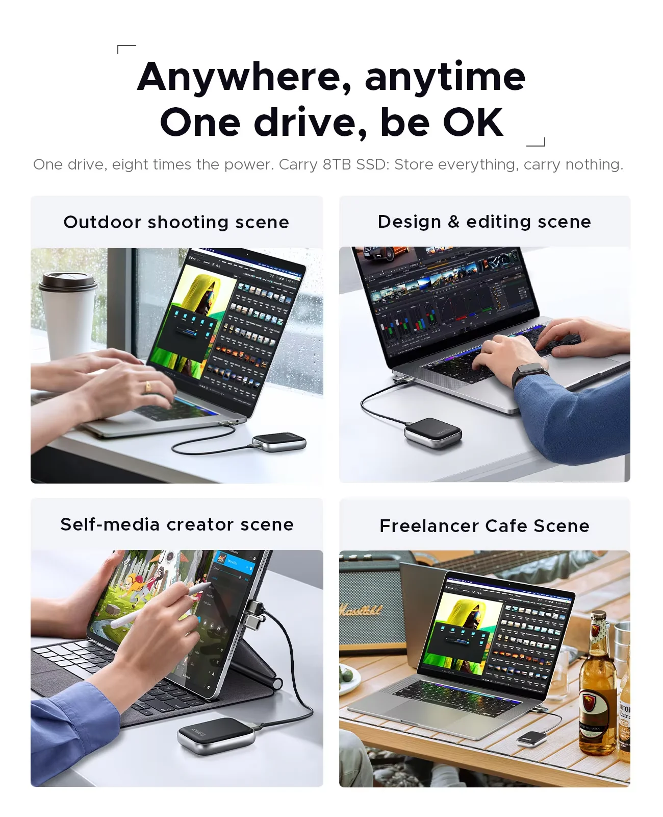 ORICO 8TB 익스트림 SSD 최대 460MB/S 1000MB/S 게임 콘텐츠 제작용 외장형 휴대용 솔리드 스테이트 드라이브 A5MAX A10MAX SSD