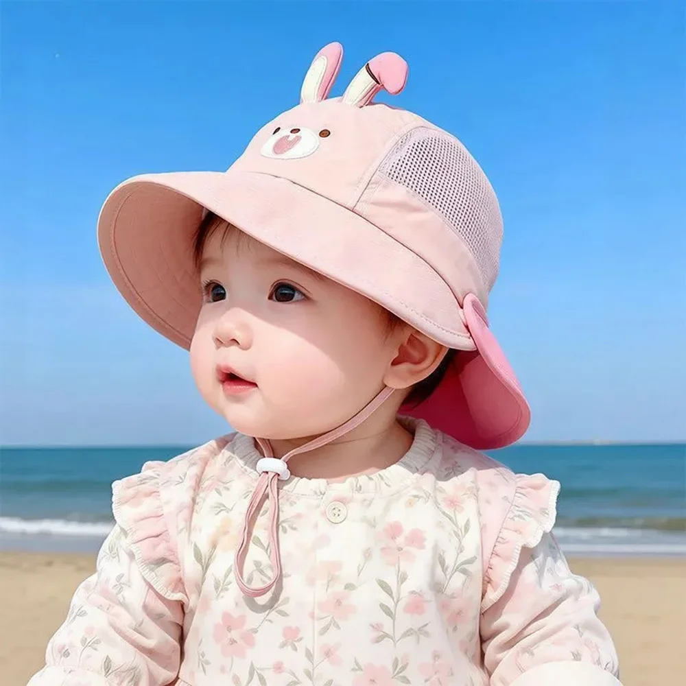 Cute Cartoon Baby Fisherman Hat Summer Mesh Breathable Bucket Hats for Toddler Kids Outdoor Casual Panama Basin Cap view 5