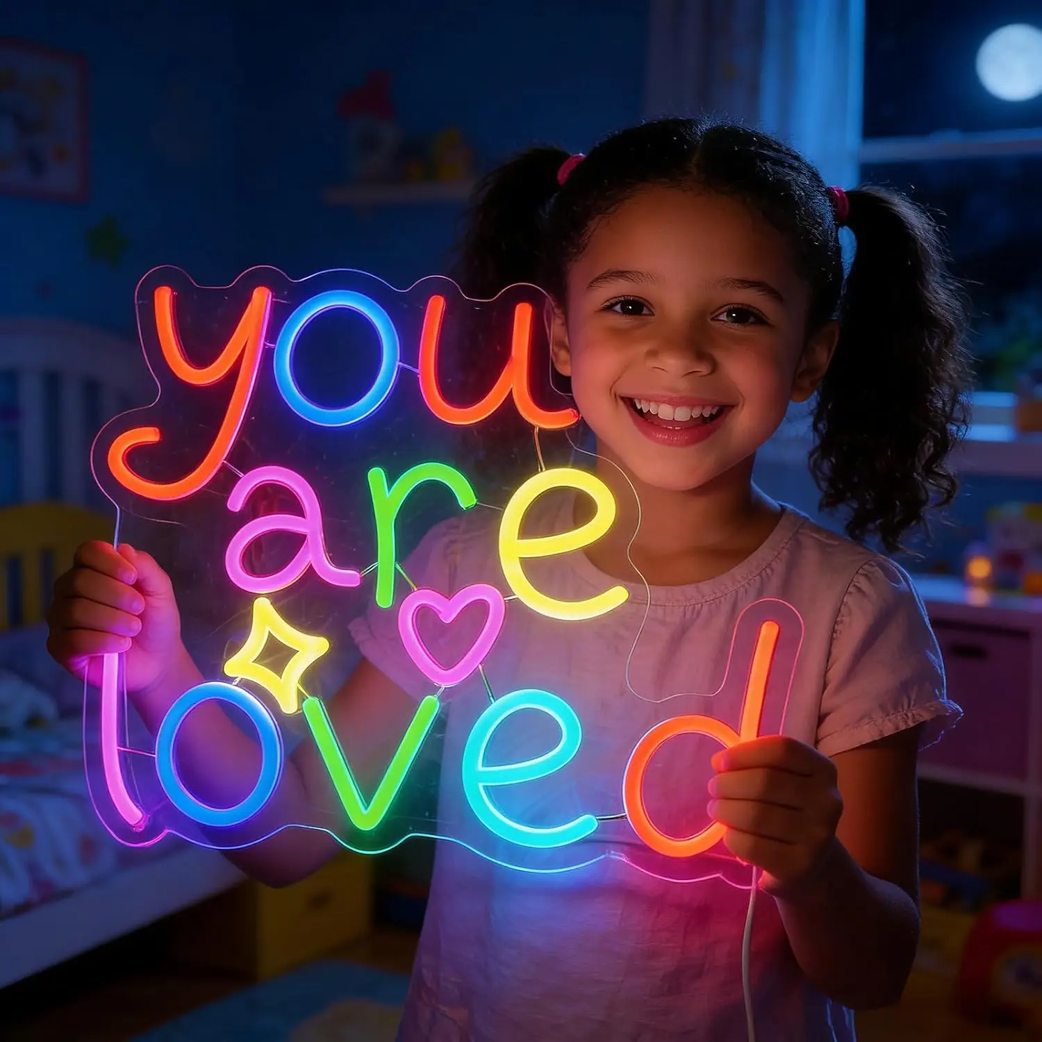 You Are Loved Neon Light Dimmable Colorful Kids Room Decor Neon Sign for Children Bedroom Wall Art Create Warm Nursery room