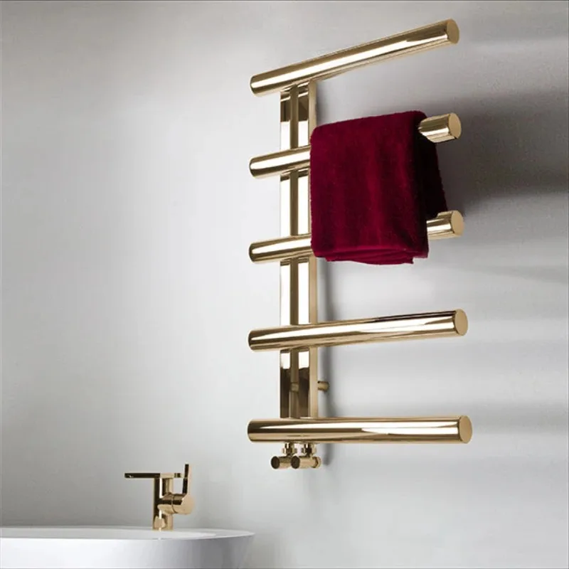 Luxury Gold Stainless Steel Electric Towel Warmer, Retro Traditional Radiator Heater with Built-in UV Sterilizer