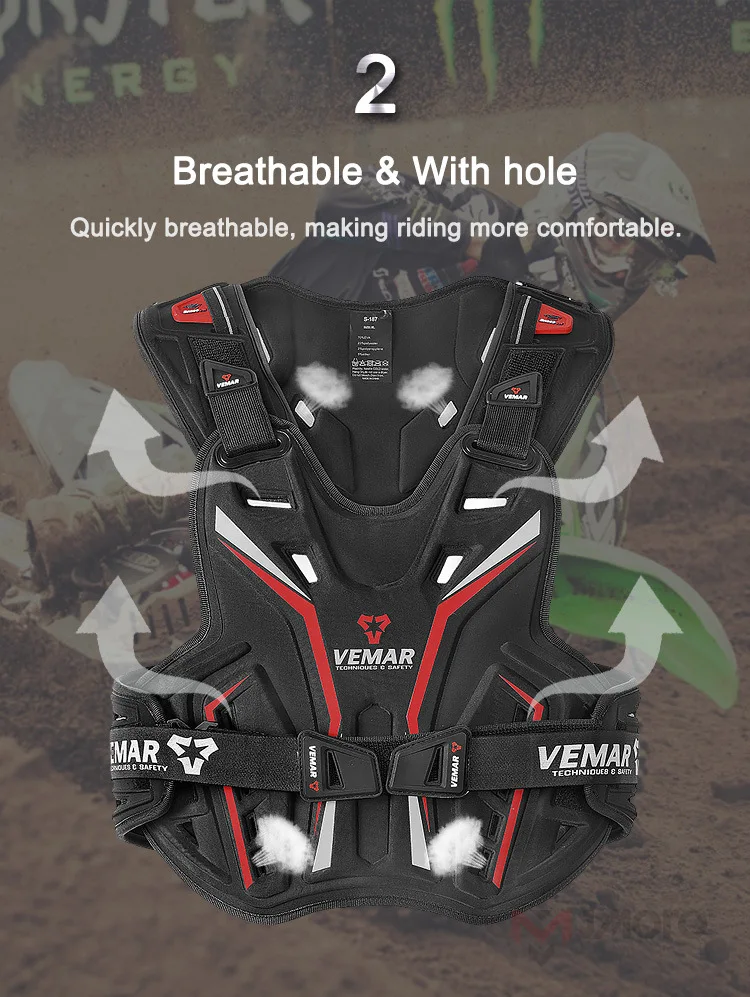 Motorcycle Armor Vest, Off‑Road Riding Chest Back Protector, Anti‑Fall Impact‑Resistant Protective Gear for Motocross Biker