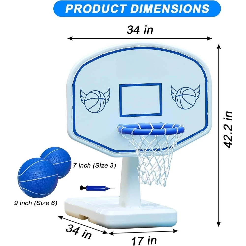 عرض ساخن. طوق كرة السلة لحمام السباحة بالطاقة الشمسية مع أضواء، ألعاب حمام السباحة كبيرة الحجم مع كرتين/مضخة لعبة كرة السلة المائية بجانب حمام السباحة - الأفضل #1