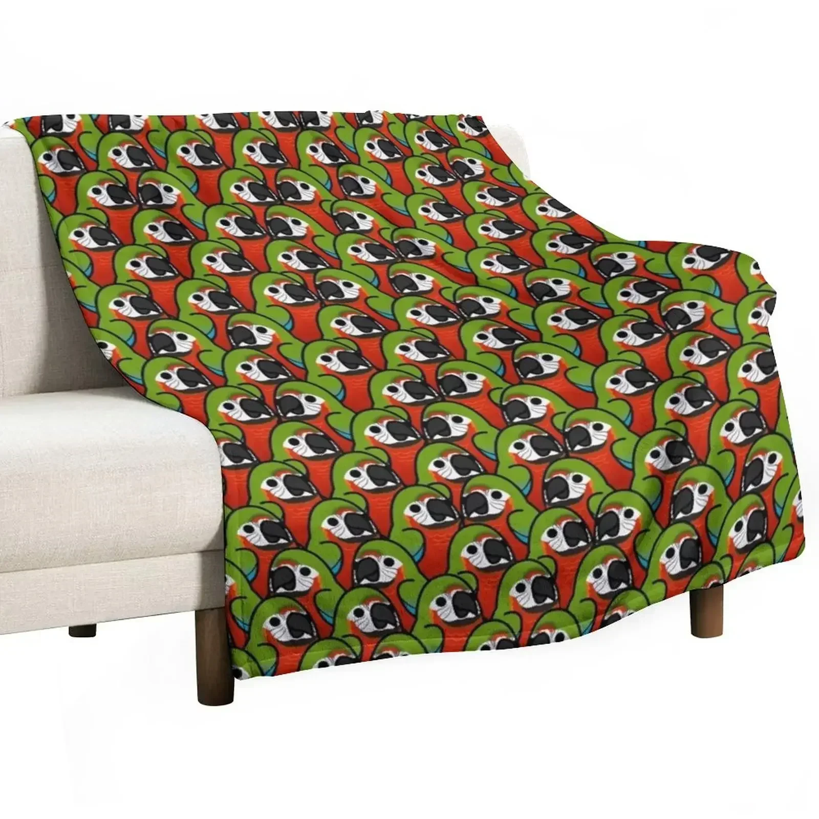 Too Many Birds! - Harlequin Macaw Throw Blanket blankets ands Flannel Blankets