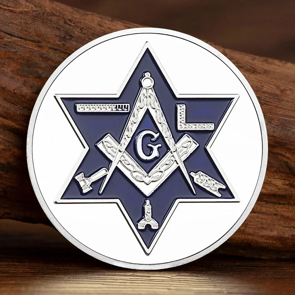Pièces commémoratives de la fraternité maçonnique plaquées argent, sagesse, paix, vérité, beauté, pièce de collection