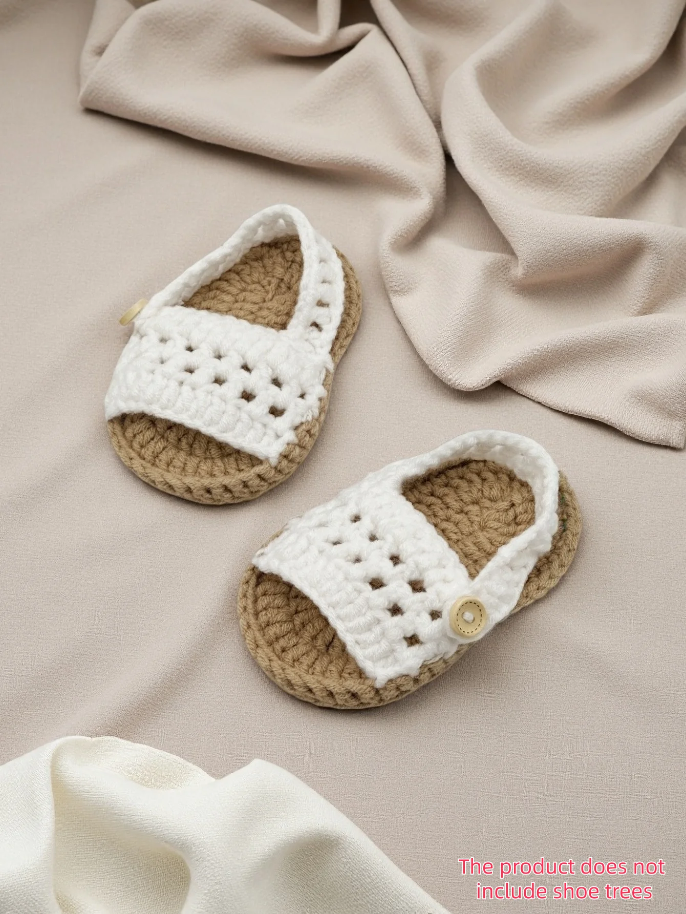 

1 pair Handmade Baby Crochet Sandals, White Knit Slippers, Soft Summer Infant Booties