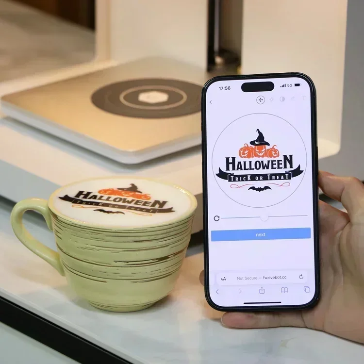 Evebotコーヒードリンクプリンター 3Dラテアートコーヒープリンターマシン 自動飲料食品セルフィー WIFI接続印刷付き