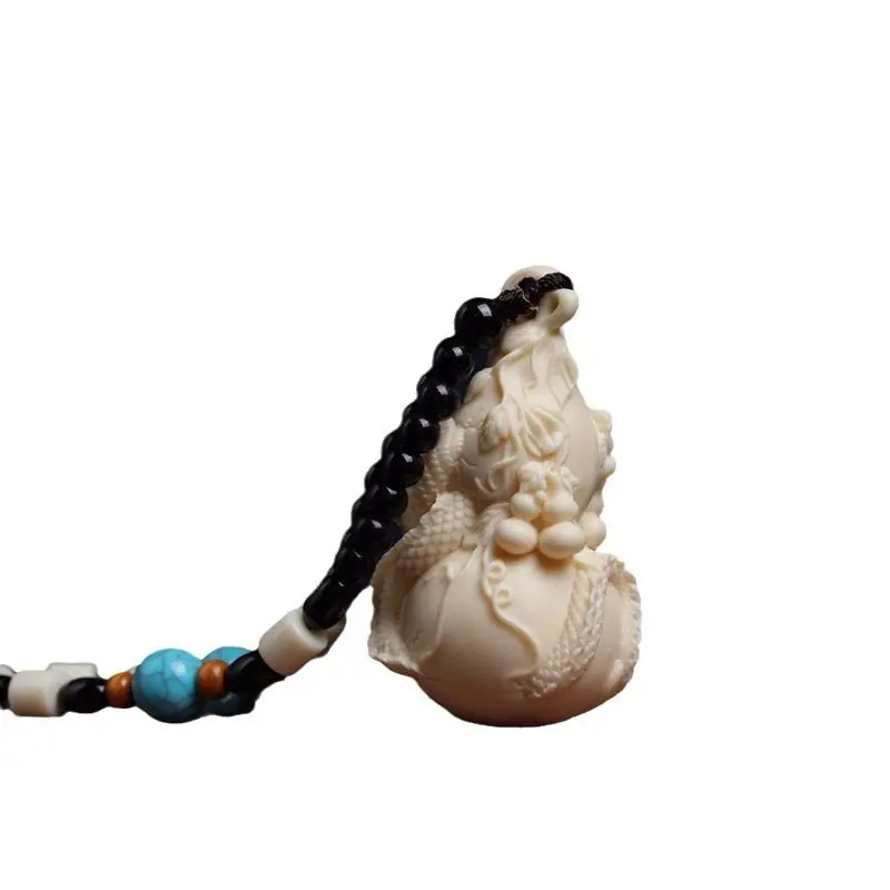 New Ivory Fruit Wood Carving The Dragon's Head Gourd Play Piece Bodhi Seed Wen Play Crafts Panlong Gourd Hand Piece Rope Pendant