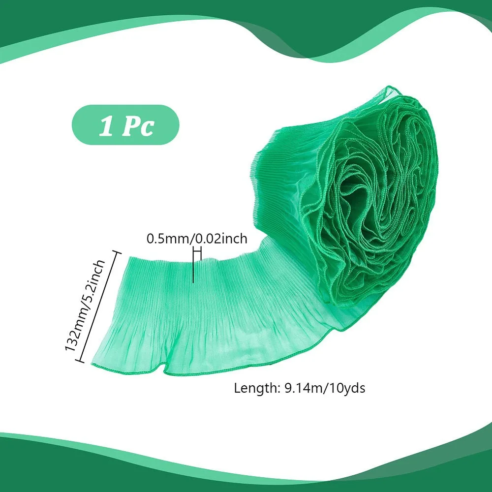 Pleated Organza Polyester Ribbon for Dress Collar Edge Wedding Trim Medium Sea Green 5-1/4 inch(132mm)