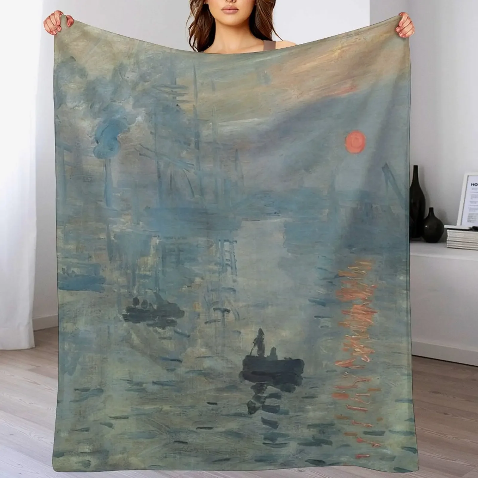 Monet Impression Sunrise Fine Art Throw Blanket Summer Cool Breathable Blanket for Sleeping
