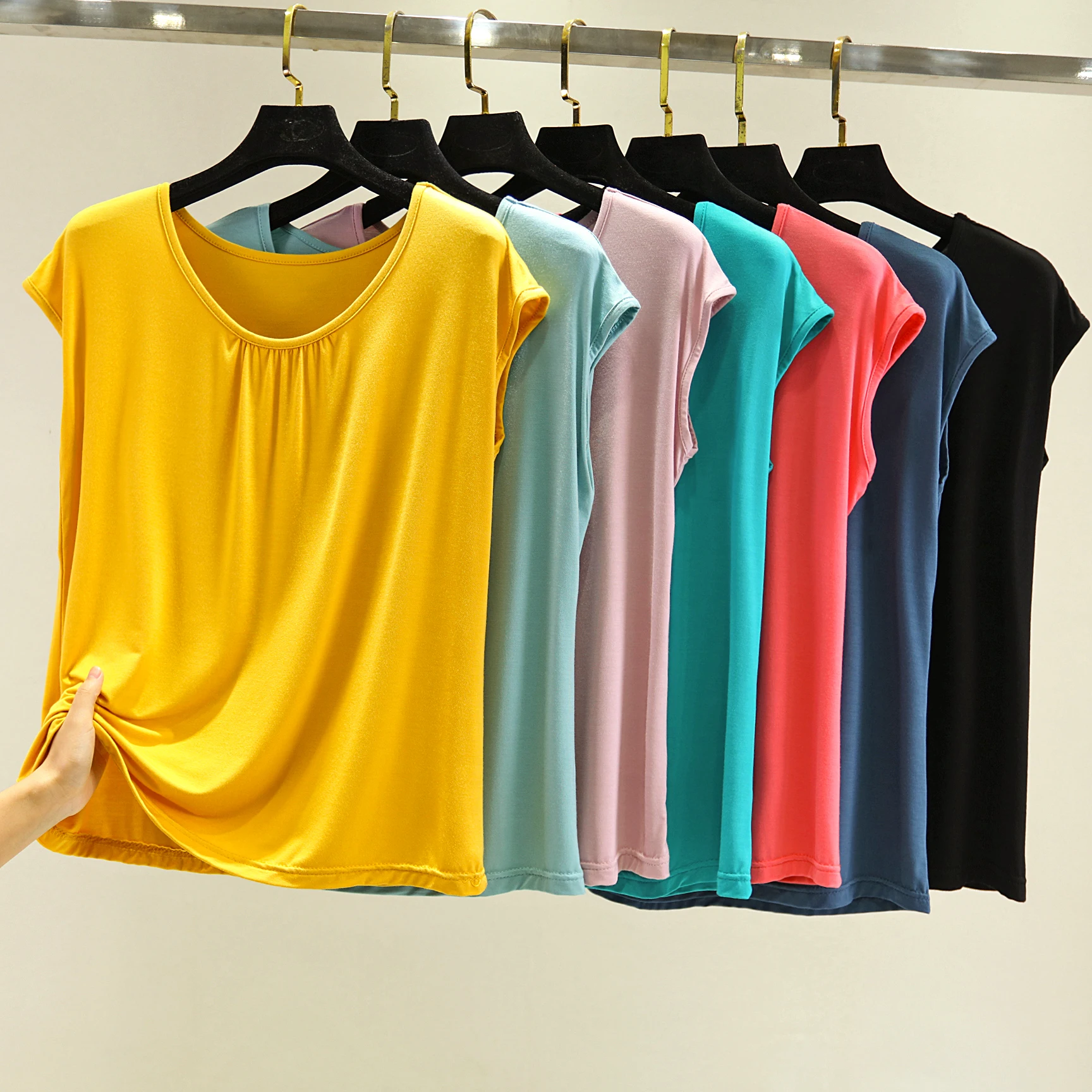 سترة نسائية فضفاضة مشروط Svel سترة صيفية للمنزل قاعدة تنحيف irt مقاس كبير ملابس داخلية ملونة للتنقل Sle