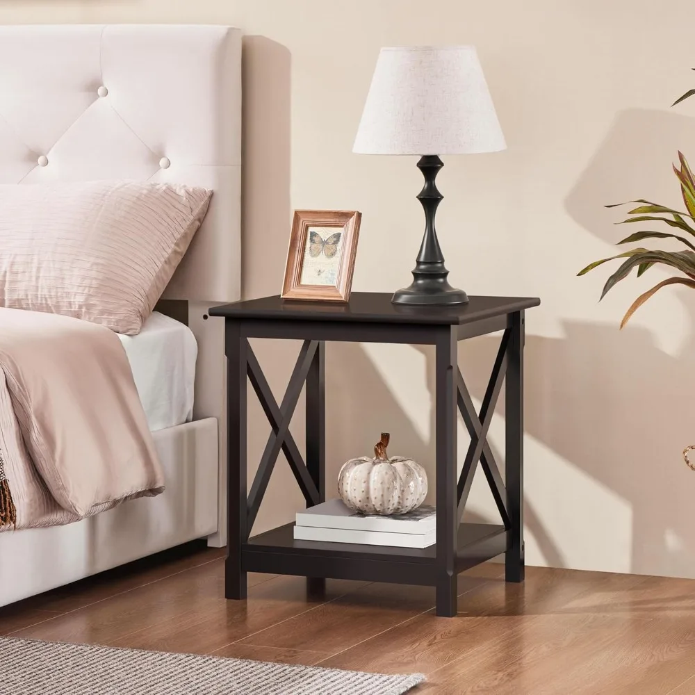 

Side Table Set (2 Pieces), Sofa Side Table with Storage Shelf, Double-layer Small Side Table,Customizable