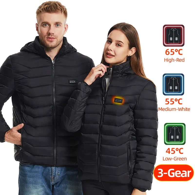 Hoodie aquecido elétrico USB para homens e mulheres, Casacos aquecidos, Vestuário de aquecimento, Casaco de caça, Inverno