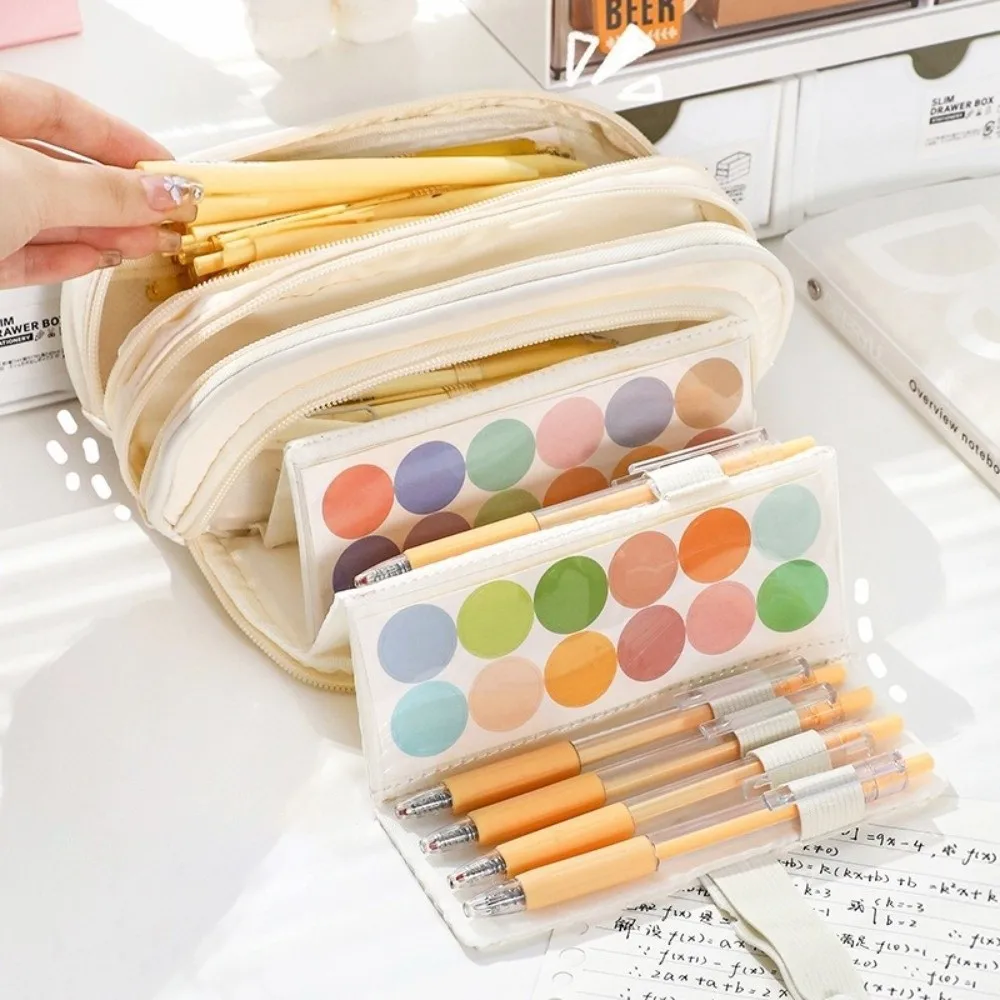 Oxford Pen Bag Large Capacity Pull-Out Stationery Bag Water-proof with Classified Compartments Stationery Organizer Student