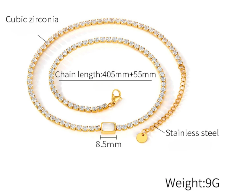 Quadratische Geometrie-Halsketten aus Edelstahl für Damen, hochwertiger, leichter Luxus-Schlüsselbeinketten-Charm-Schmuck – Detail 1