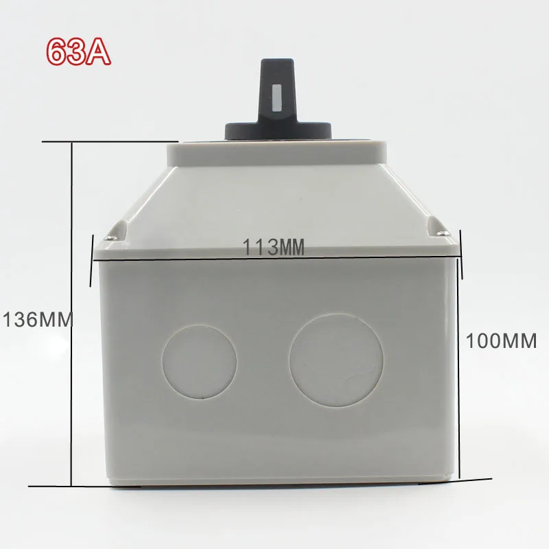 LW26-20/3 20A - 63A 380V Changeover Switch 3 Positions Rotary 12 Screw Terminals Cam Rotary Changeover Switch Knob Universal